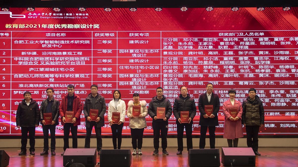 “教育部2021年度优秀勘察设计奖”获奖团队代表合影